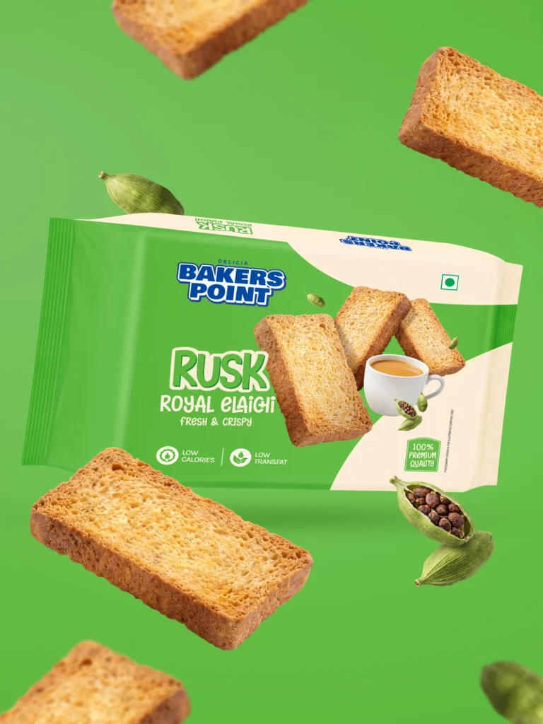 Baker's Point Royal Elaichi rusk pack with cardamom pods